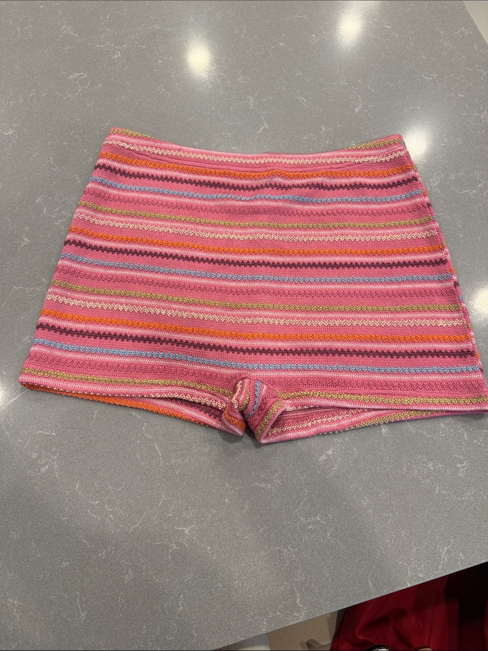 White Fox Boutique Pink Multi-Stripe High Waist Knit Shorts